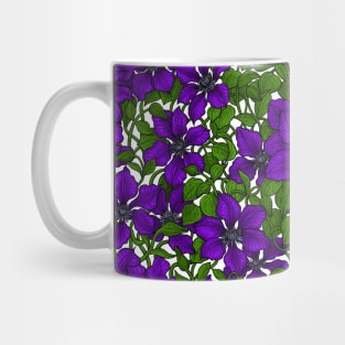 Purple Clematis vine on white Mug